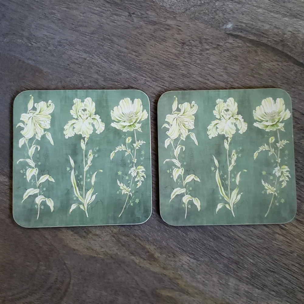 Set of 2 Porcelain Mugs and Matching Coasters